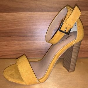 Mustard Yellow Ankle Strap Block Heel